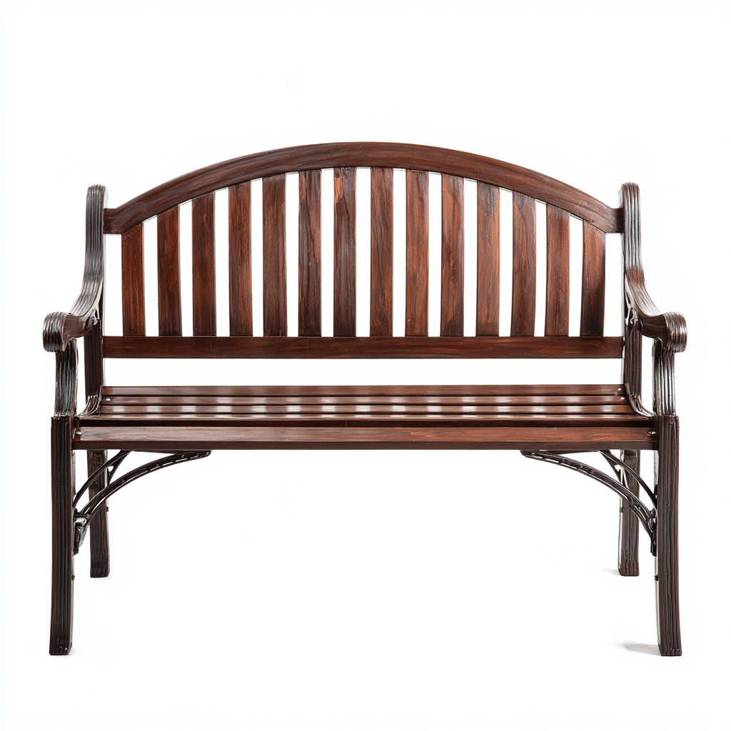 Banc de jardin - bois-métal - 124x58x86 cm - marron foncé - style classique-Nestleify