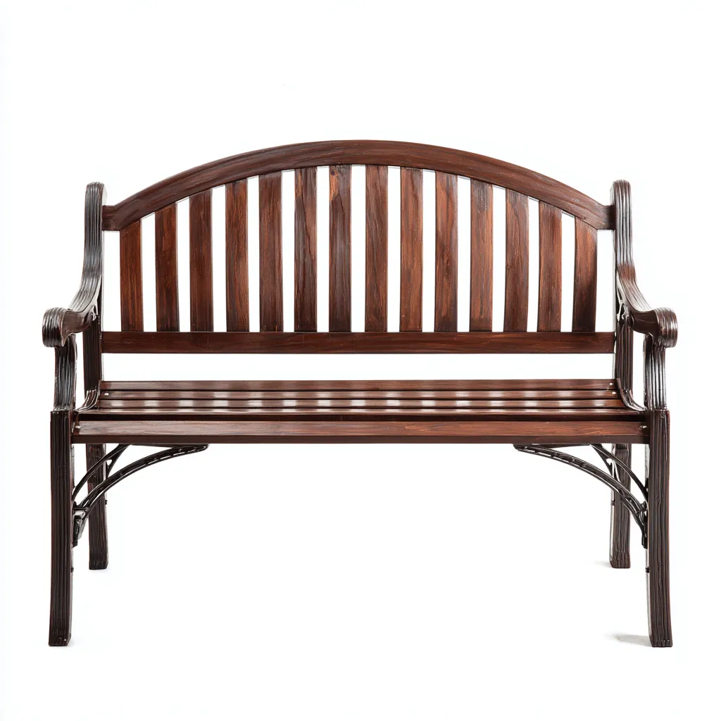 Banc de jardin - bois-métal - 124x58x86 cm - marron foncé - style classique-Nestleify