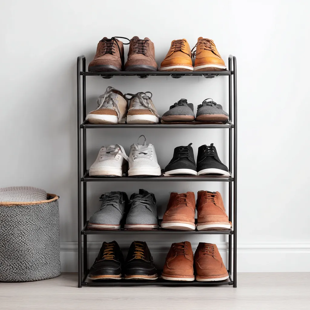 Meuble à chaussures - métal - 65x30x90 cm - noir - style moderne-Nestleify