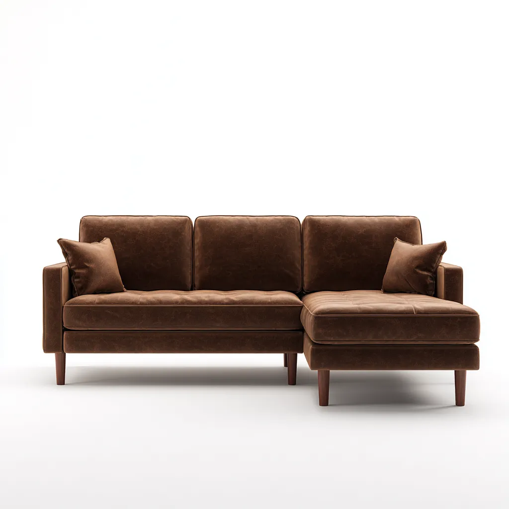 Canapé d'angle - tissu - 240x155x85 cm - brun - design moderne-Nestleify