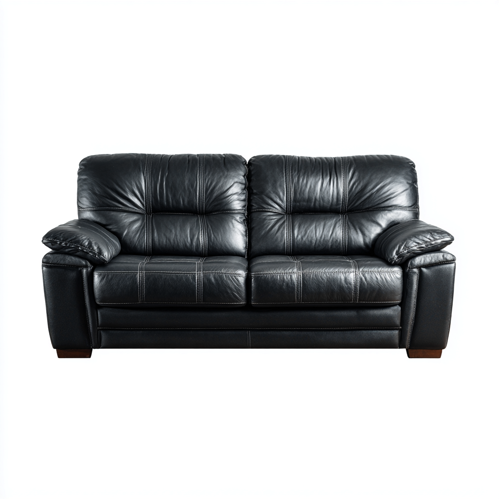 Canapé droit - similicuir - 175x95x95 cm - noir - design classique-Nestleify