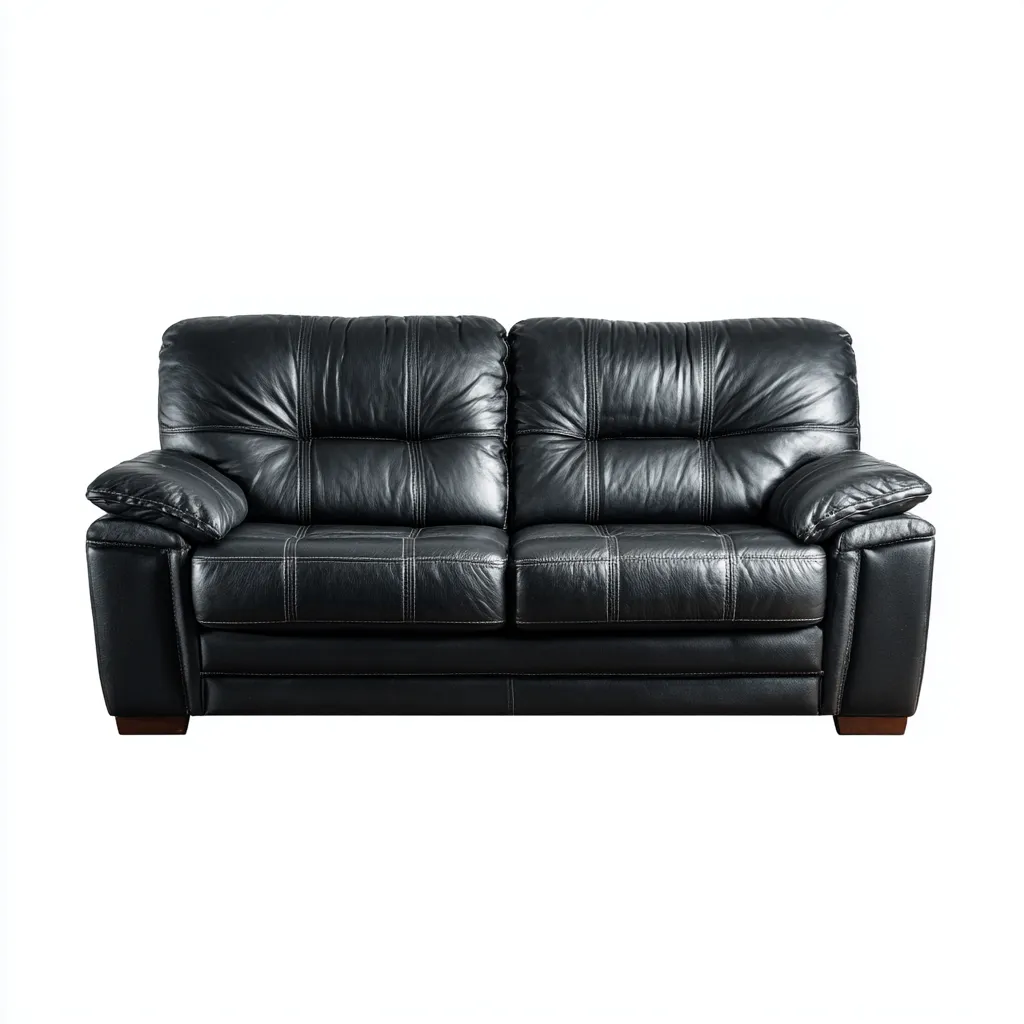 Canapé droit - similicuir - 175x95x95 cm - noir - design classique-Nestleify