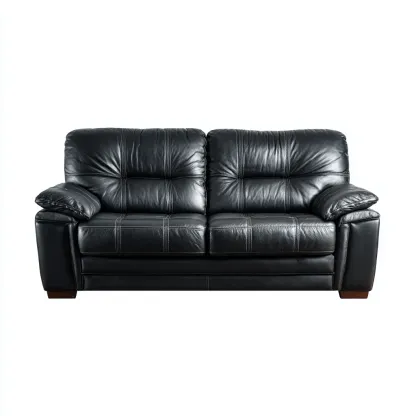 Canapé droit - similicuir - 175x95x95 cm - noir - design classique-Nestleify