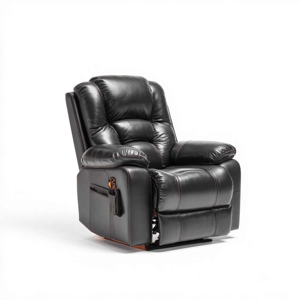 Fauteuil relax inclinable - cuir synthétique - 102x94x108 cm - noir - style classique-Nestleify