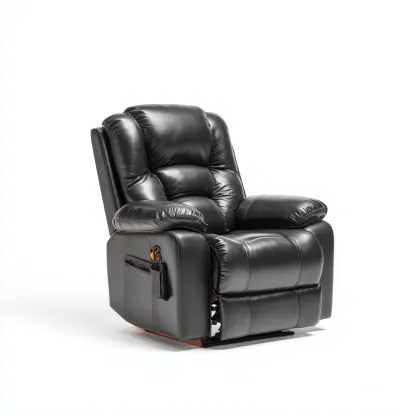 Fauteuil relax inclinable - cuir synthétique - 102x94x108 cm - noir - style classique-Nestleify