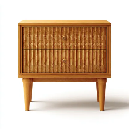 Table de chevet - bois massif-bois sculpté - 55x40x55 cm - chêne clair - style naturel moderne-Nestleify