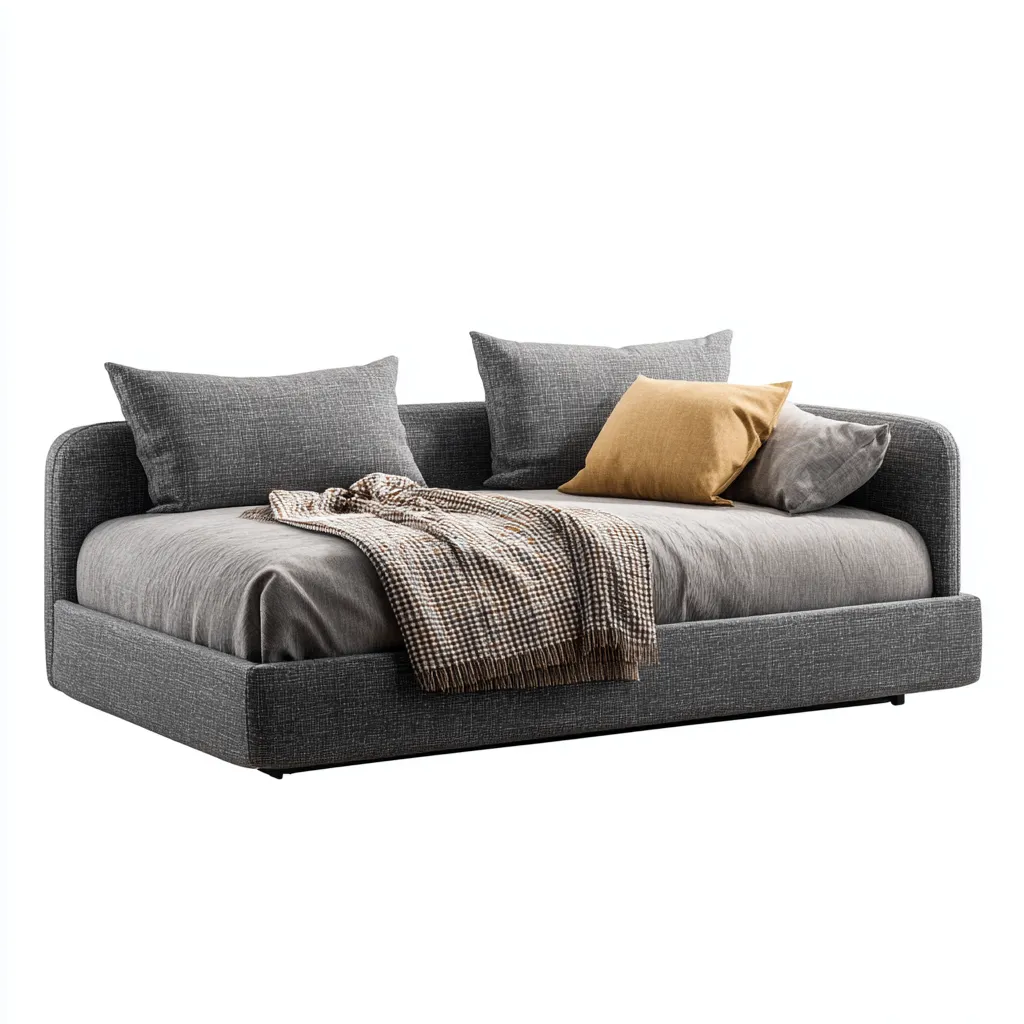 Canapé-lit - tissu - 200x95x85 cm - gris - style moderne-Nestleify