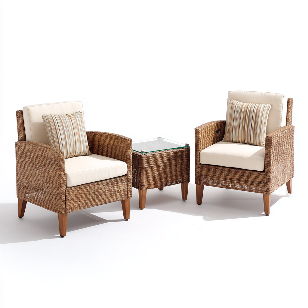 Canapé de jardin - rotin synthétique - bois - 72x68x88 cm - beige-marron - style contemporain-Nestleify