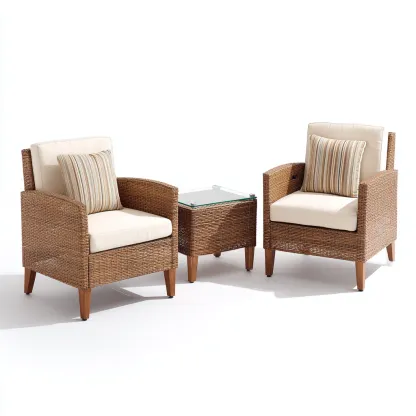 Canapé de jardin - rotin synthétique - bois - 72x68x88 cm - beige-marron - style contemporain-Nestleify