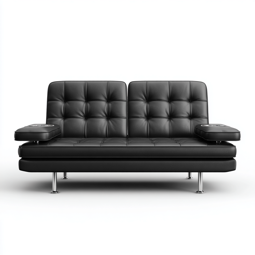 Canapé droit - similicuir - 178x80x86 cm - noir - design contemporain-Nestleify