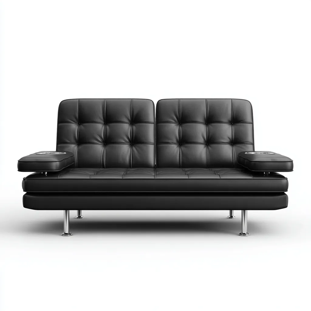 Canapé droit - similicuir - 178x80x86 cm - noir - design contemporain-Nestleify