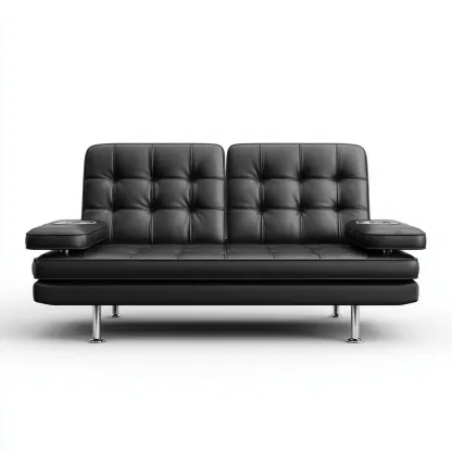 Canapé droit - similicuir - 178x80x86 cm - noir - design contemporain-Nestleify