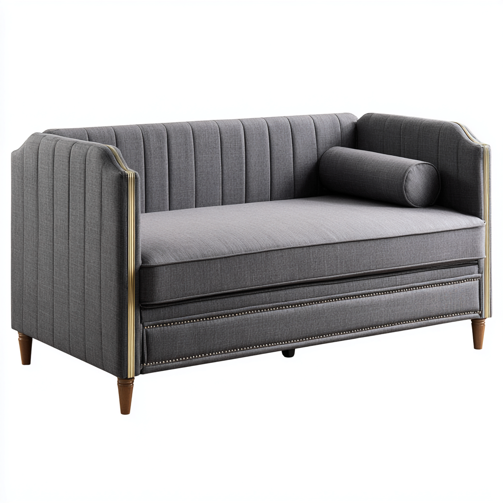 Canapé-lit - tissu - 195x95x90 cm - gris - style moderne-Nestleify