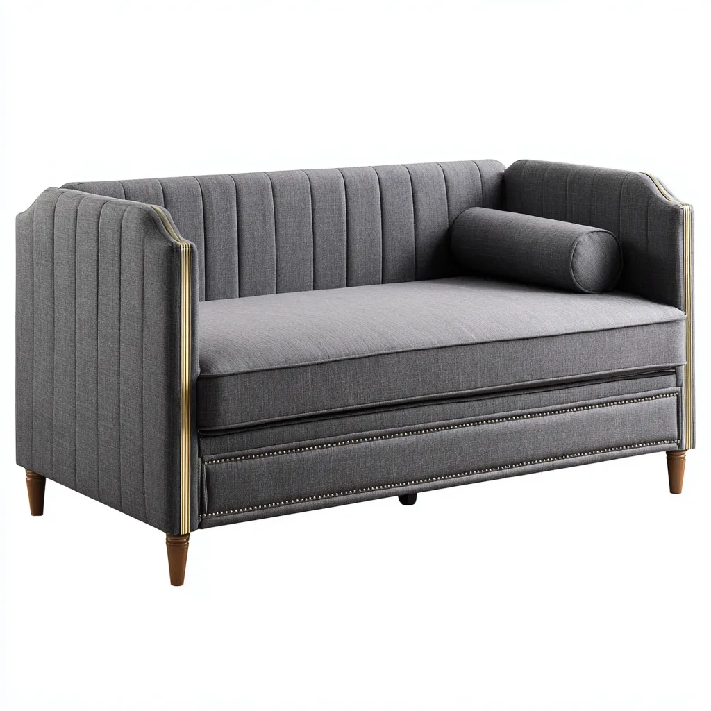 Canapé-lit - tissu - 195x95x90 cm - gris - style moderne-Nestleify