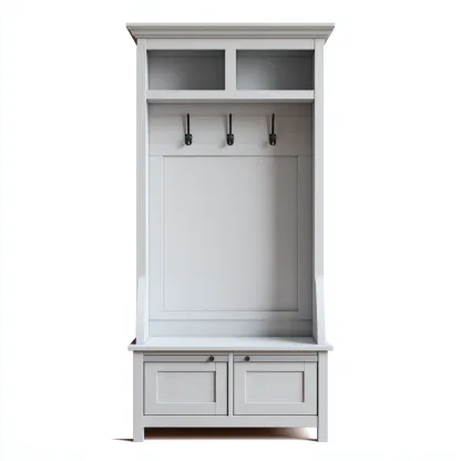 Porte manteau - bois - 110x45x185 cm - blanc - style classique-Nestleify