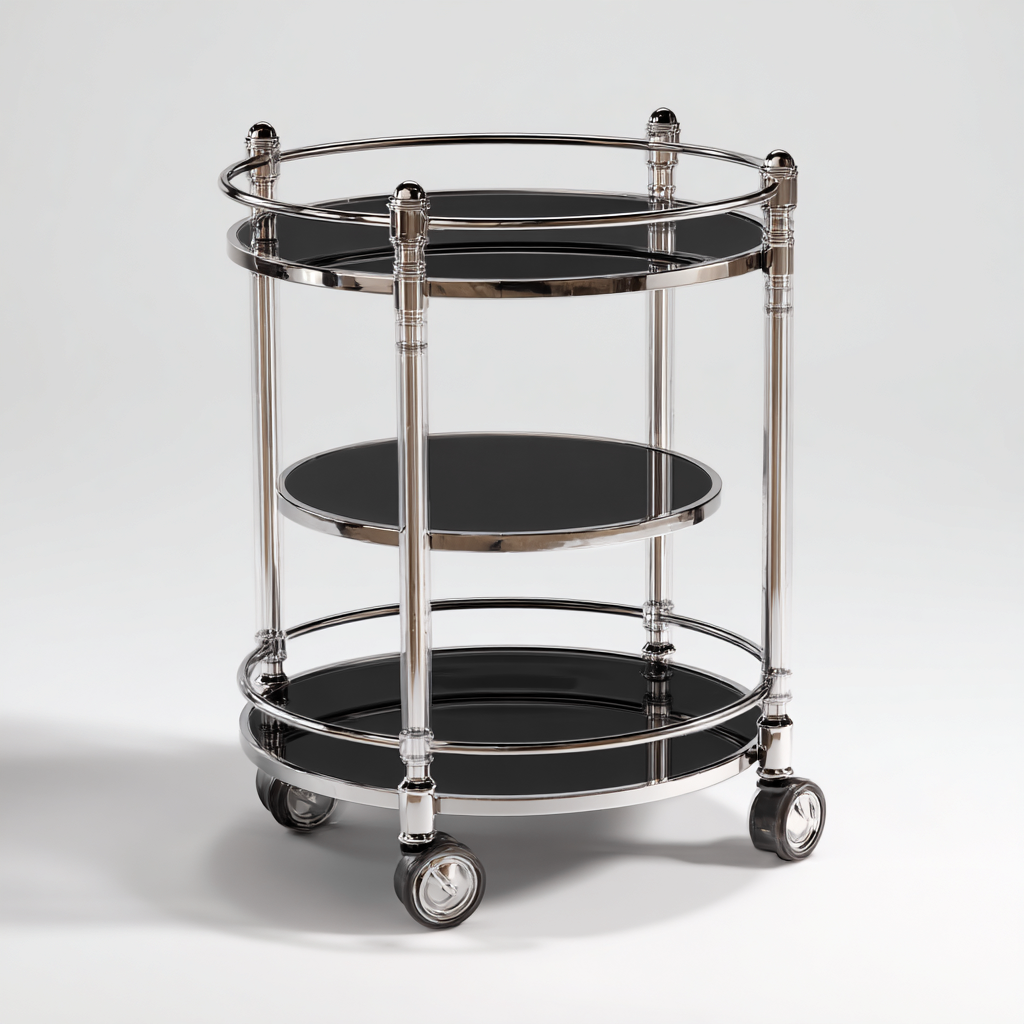 Dessertes et chariots - acier chromé-verre noir - 46x78 cm - noir - design moderne-Nestleify