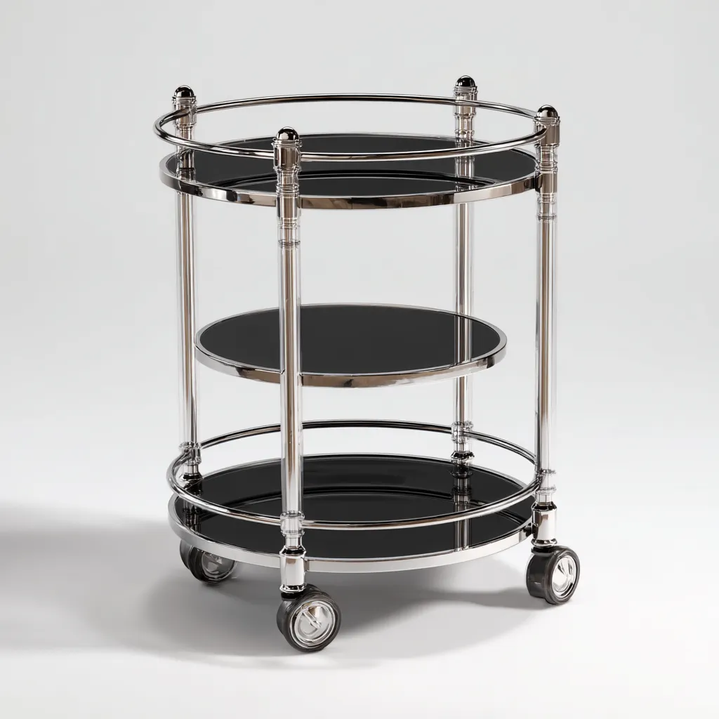 Dessertes et chariots - acier chromé-verre noir - 46x78 cm - noir - design moderne-Nestleify