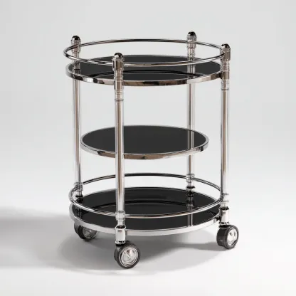 Dessertes et chariots - acier chromé-verre noir - 46x78 cm - noir - design moderne-Nestleify