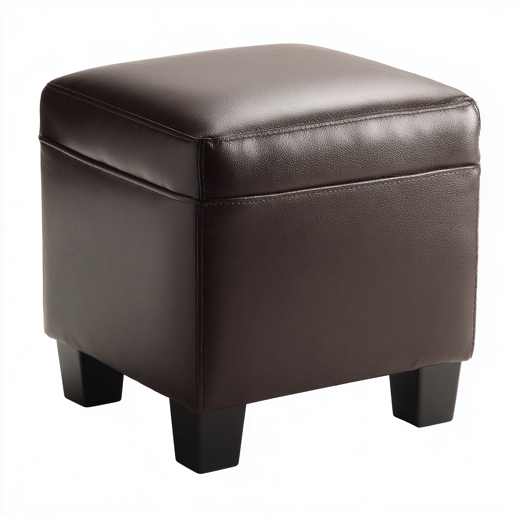 Pouf - similicuir - 40x40x45 cm - brun foncé - style moderne-Nestleify
