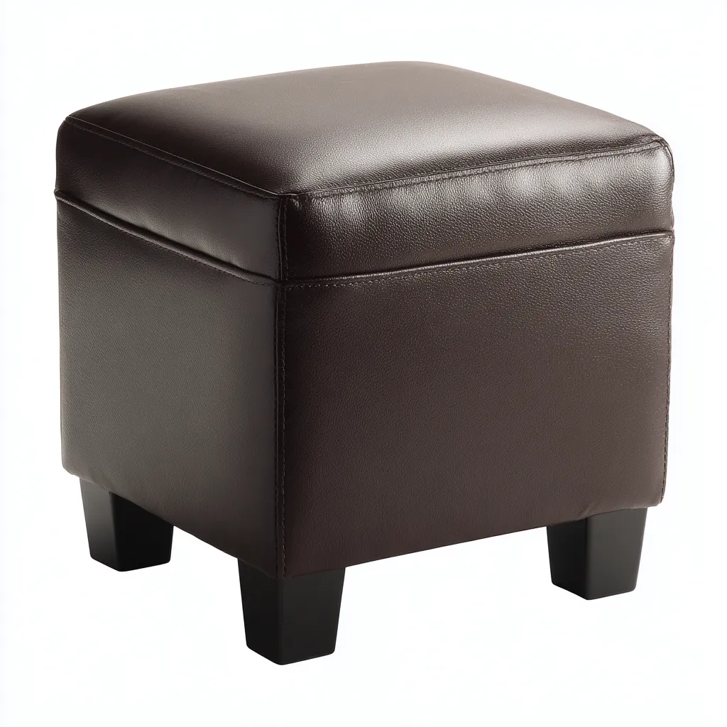 Pouf - similicuir - 40x40x45 cm - brun foncé - style moderne-Nestleify
