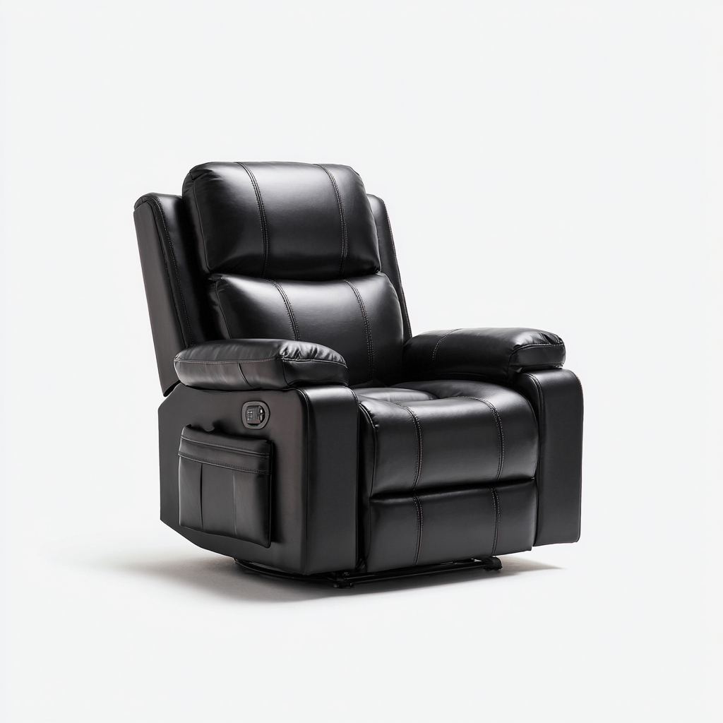 Fauteuil relax inclinable - cuir synthétique - 97x90x104 cm - noir - style contemporain-Nestleify
