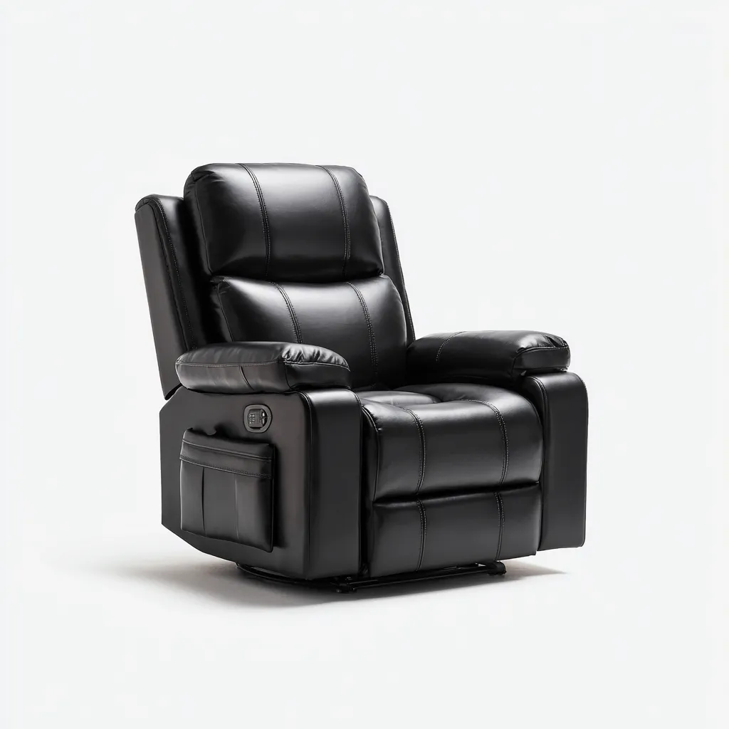 Fauteuil relax inclinable - cuir synthétique - 97x90x104 cm - noir - style contemporain-Nestleify
