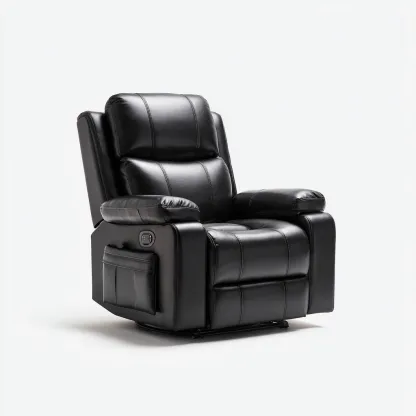 Fauteuil relax inclinable - cuir synthétique - 97x90x104 cm - noir - style contemporain-Nestleify