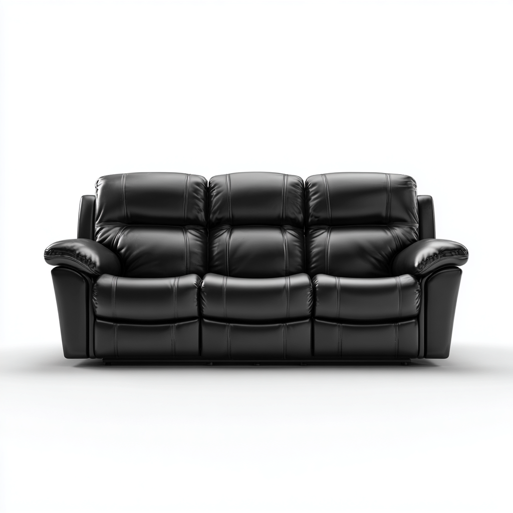 Canapé droit en simili cuir 198x96x100 cm noir - pour salon - style confort moderne-Nestleify