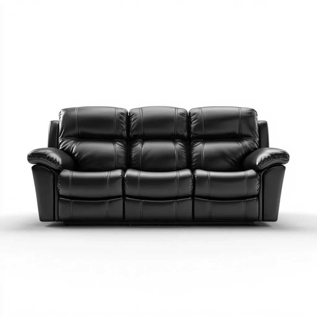 Canapé droit en simili cuir 198x96x100 cm noir - pour salon - style confort moderne-Nestleify