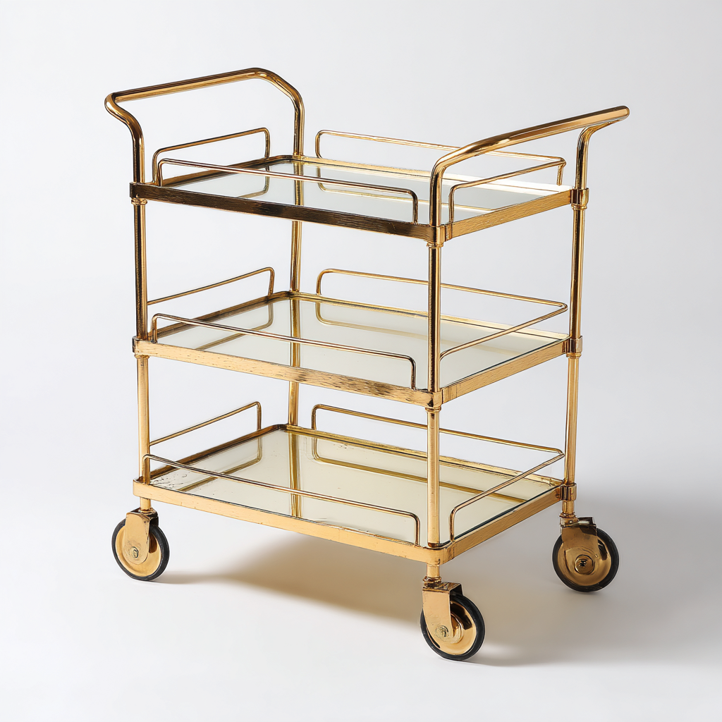 Dessertes et chariots - metal-glass - 78x42x93 cm - doré - vintage luxe-Nestleify