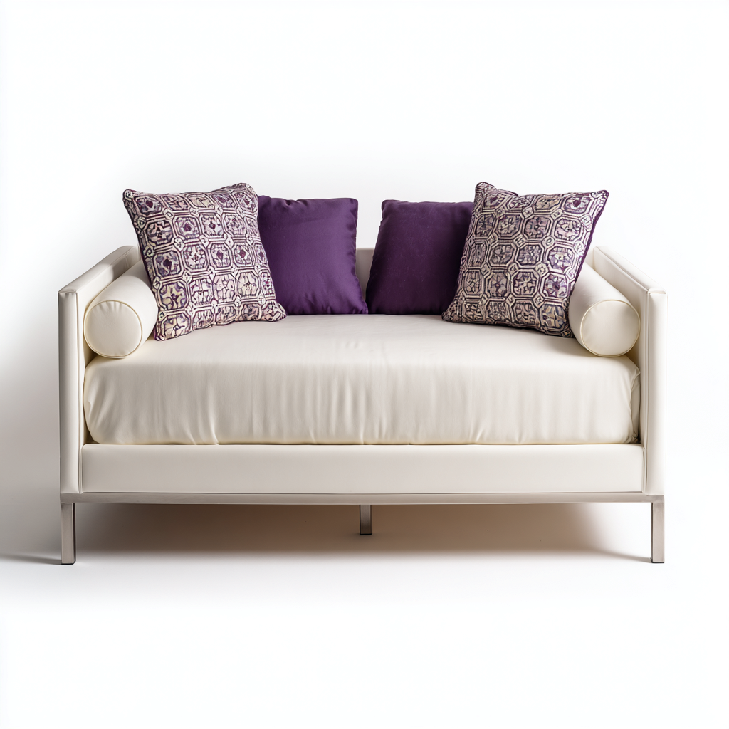 Canapé-lit - tissu - 195x85x80 cm - blanc - style contemporain-Nestleify