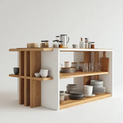 Îlot de cuisine - bois mélaminé - 135x70x90 cm - blanc-bois naturel - design moderne-Nestleify