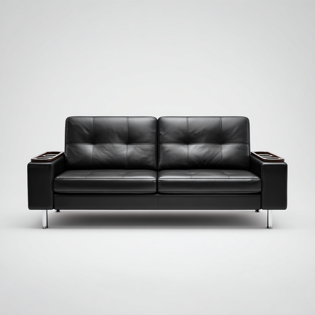 Canapé droit - similicuir - 185x85x85 cm - noir - design contemporain-Nestleify