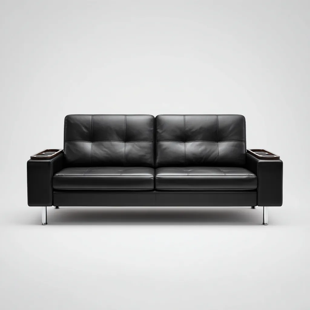 Canapé droit - similicuir - 185x85x85 cm - noir - design contemporain-Nestleify