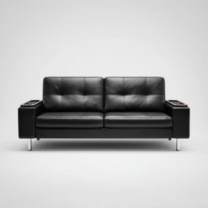 Canapé droit - similicuir - 185x85x85 cm - noir - design contemporain-Nestleify