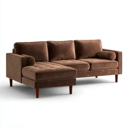 Canapé d'angle - tissu - 250x155x85 cm - brun - design moderne-Nestleify