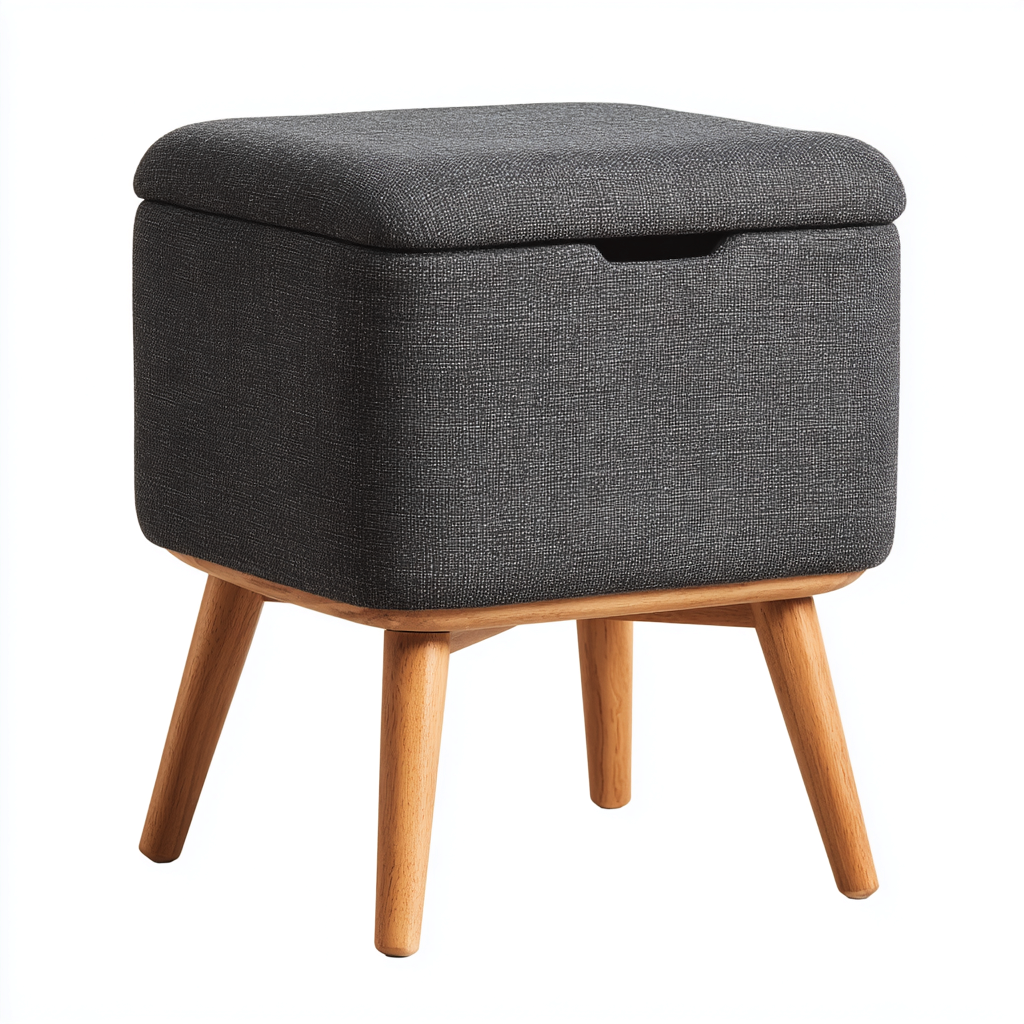 Pouf - tissu - 34x34x46 cm - gris foncé - style scandinave-Nestleify