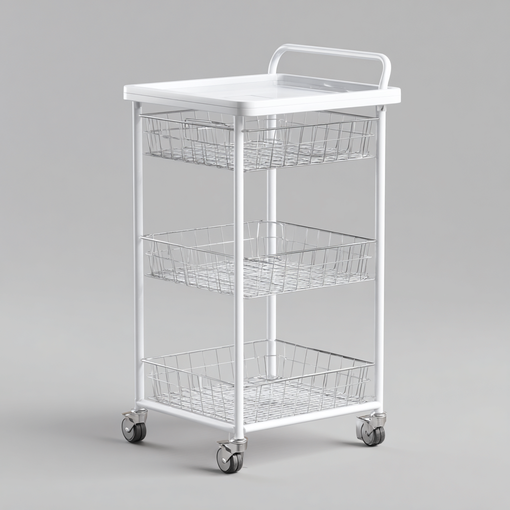 Dessertes et chariots - métal - 67x39x90 cm - blanc-gris - style moderne-Nestleify