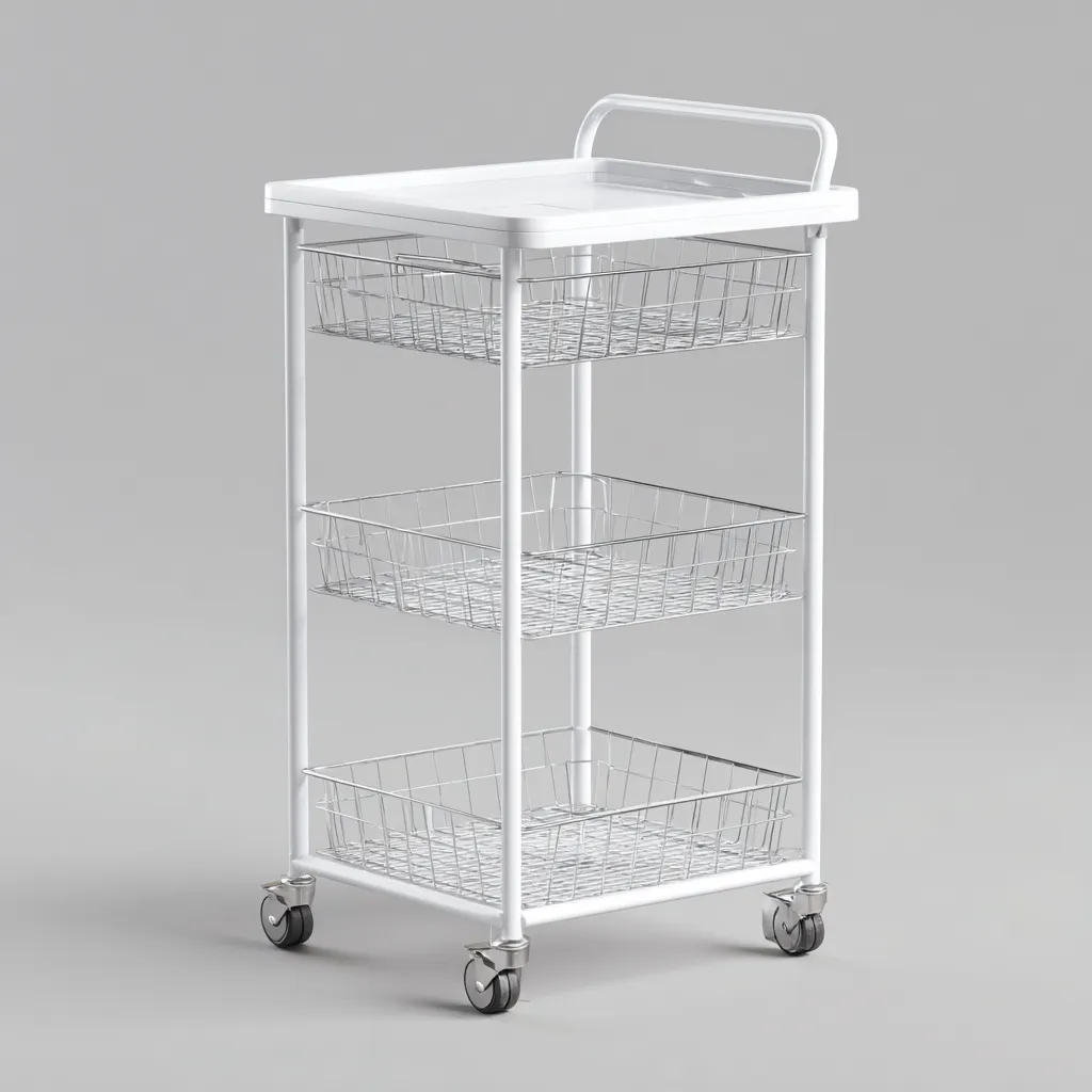 Dessertes et chariots - métal - 67x39x90 cm - blanc-gris - style moderne-Nestleify