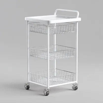 Dessertes et chariots - métal - 67x39x90 cm - blanc-gris - style moderne-Nestleify