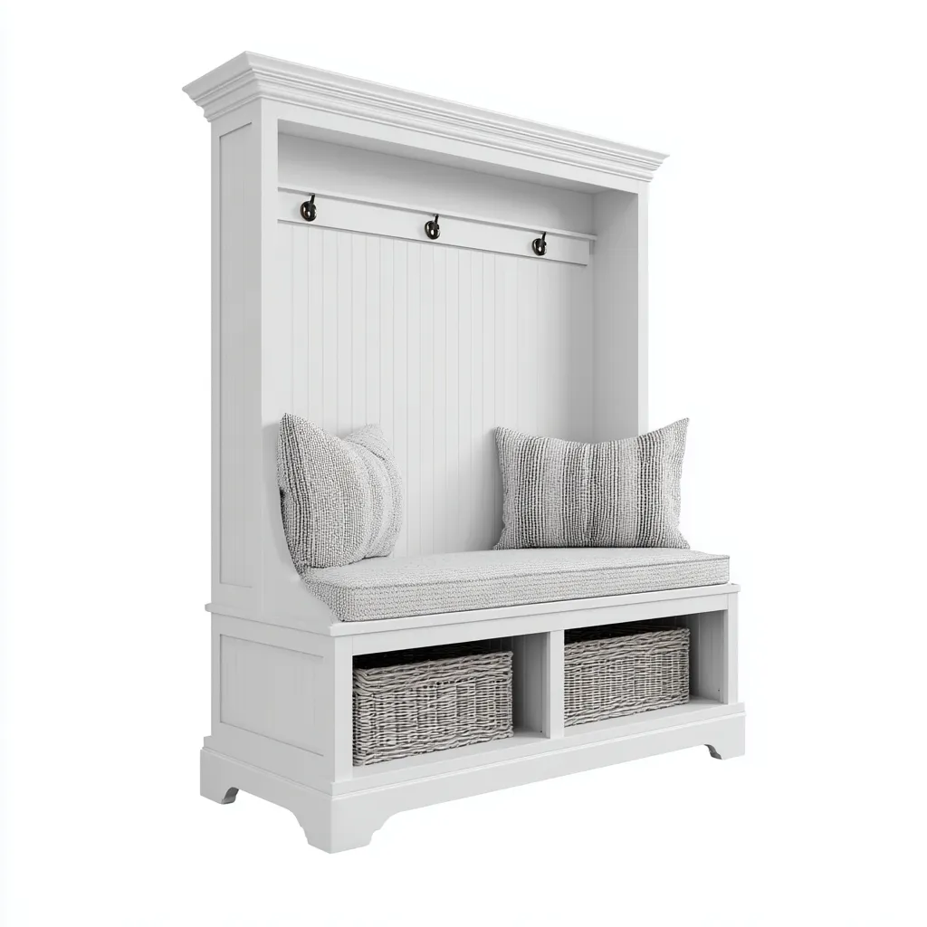Porte manteau - bois - 120x45x180 cm - blanc - style classique-Nestleify