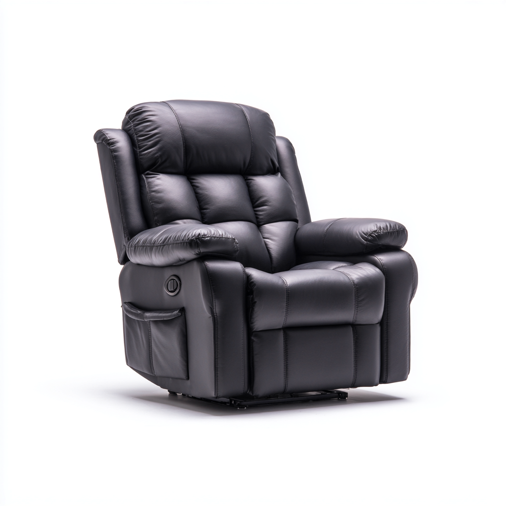 Fauteuil relax inclinable - cuir synthétique - 96x91x102 cm - noir - style contemporain-Nestleify