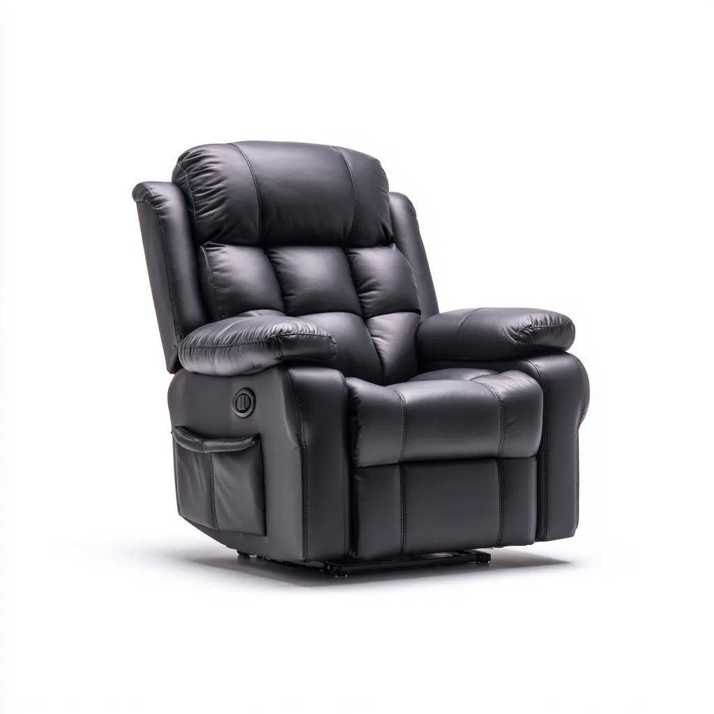 Fauteuil relax inclinable - cuir synthétique - 96x91x102 cm - noir - style contemporain-Nestleify