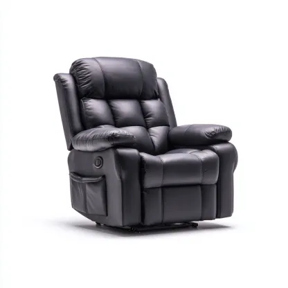 Fauteuil relax inclinable - cuir synthétique - 96x91x102 cm - noir - style contemporain-Nestleify