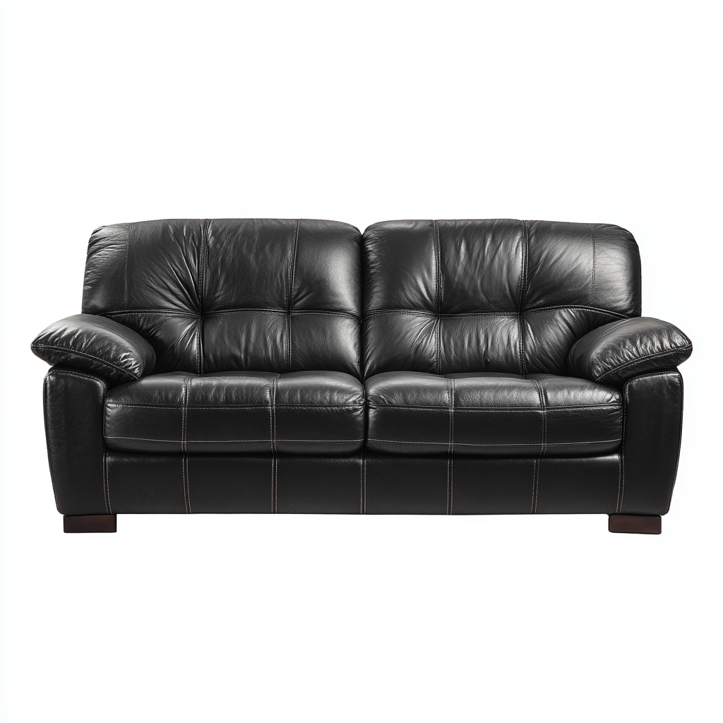 Canapé droit - similicuir - 192x94x92 cm - noir - style classique-Nestleify