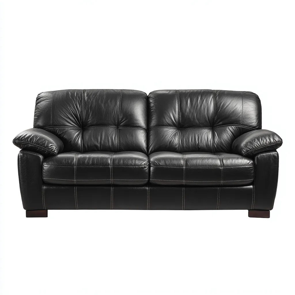 Canapé droit - similicuir - 192x94x92 cm - noir - style classique-Nestleify