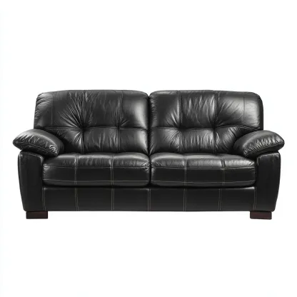 Canapé droit - similicuir - 192x94x92 cm - noir - style classique-Nestleify