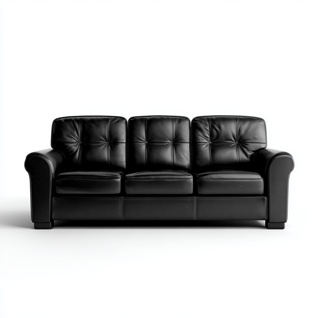 Canapé droit - similicuir - 208x95x95 cm - noir - design classique-Nestleify