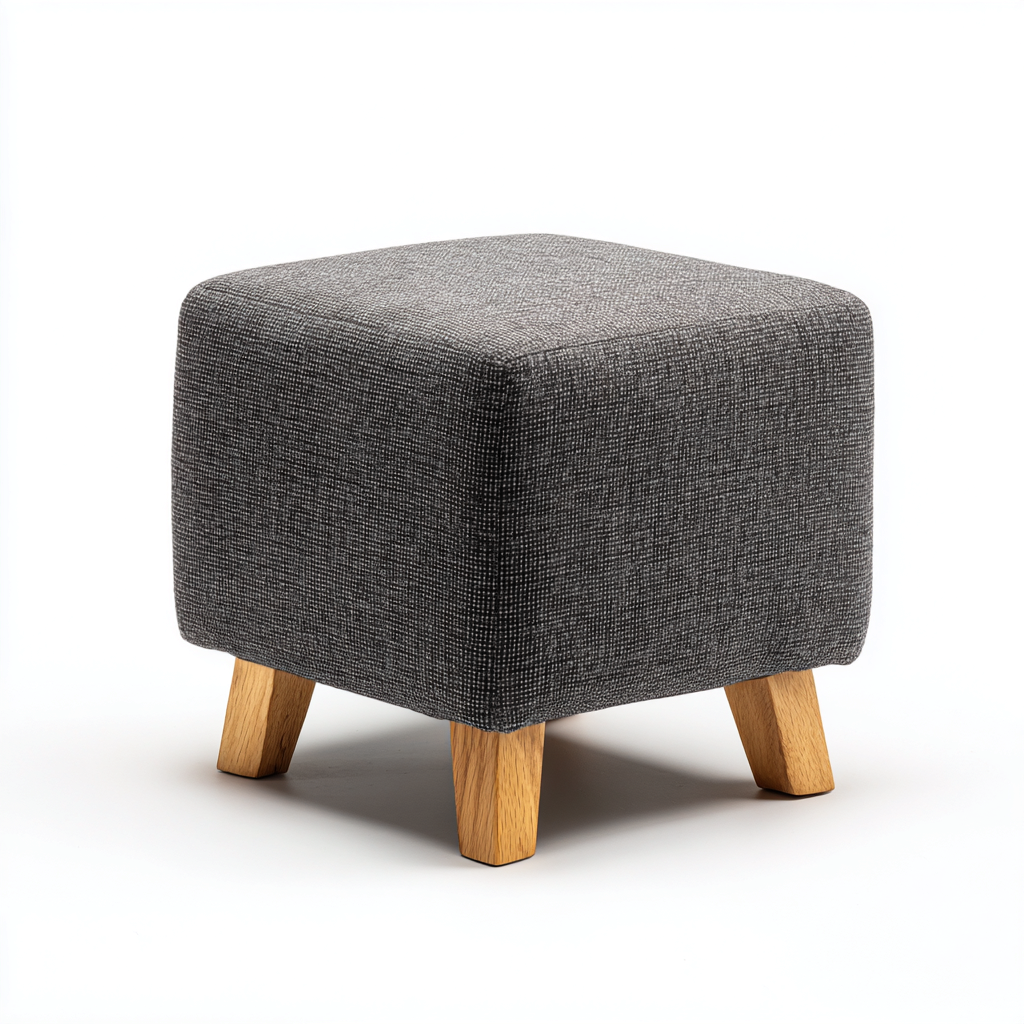 Pouf - tissu - 38x38x42 cm - gris foncé - style moderne-Nestleify