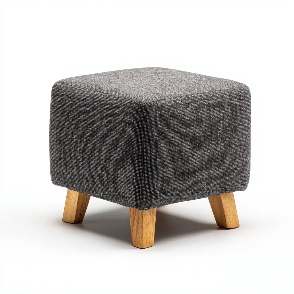 Pouf - tissu - 38x38x42 cm - gris foncé - style moderne-Nestleify